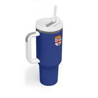 Custom Fijian Football Tumbler With Handle Tapa Pattern and Shark Tribal