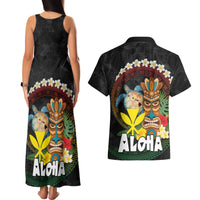 Aloha Hawaii Couples Matching Tank Maxi Dress and Hawaiian Shirt Kanaka Maoli with Polynesian Spiral Plumeria