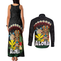 Aloha Hawaii Couples Matching Tank Maxi Dress and Long Sleeve Button Shirt Kanaka Maoli with Polynesian Spiral Plumeria LT03 - Polynesian Pride