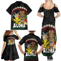 Aloha Hawaii Family Matching Summer Maxi Dress and Hawaiian Shirt Kanaka Maoli with Polynesian Spiral Plumeria
