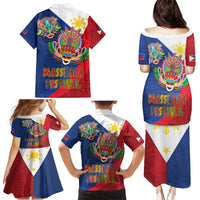 Philippines MassKara Family Matching Puletasi and Hawaiian Shirt Filipino Carnival Mask and Polynesian Pattern LT03 - Polynesian Pride