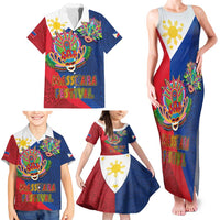 Philippines MassKara Family Matching Tank Maxi Dress and Hawaiian Shirt Filipino Carnival Mask and Polynesian Pattern LT03 - Polynesian Pride