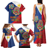 Philippines MassKara Family Matching Tank Maxi Dress and Hawaiian Shirt Filipino Carnival Mask and Polynesian Pattern LT03 - Polynesian Pride