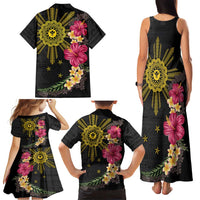 Hawaii and Philippines Together Family Matching Tank Maxi Dress and Hawaiian Shirt Hibiscus Flower and Sun Badge Polynesian Pattern Coloful LT03 - Polynesian Pride