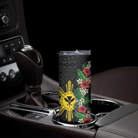 Hawaii and Philippines Together Skinny Tumbler Hibiscus Flower and Sun Badge Polynesian Pattern Coloful LT03 - Polynesian Pride