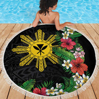 Tropical Hawaii and Philippines Beach Blanket Kanaka Maoli and Sun Badge Batok Tattoo Colorful LT03 - Polynesian Pride
