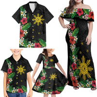 Tropical Hawaii and Philippines Family Matching Off Shoulder Maxi Dress and Hawaiian Shirt Kanaka Maoli and Sun Badge Batok Tattoo Colorful LT03 - Polynesian Pride
