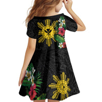 Tropical Hawaii and Philippines Family Matching Off Shoulder Short Dress and Hawaiian Shirt Kanaka Maoli and Sun Badge Batok Tattoo Colorful LT03 - Polynesian Pride