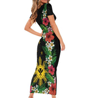 Tropical Hawaii and Philippines Family Matching Short Sleeve Bodycon Dress and Hawaiian Shirt Kanaka Maoli and Sun Badge Batok Tattoo Colorful LT03 - Polynesian Pride