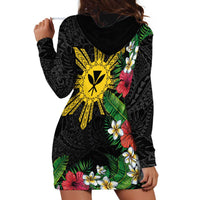 Tropical Hawaii and Philippines Hoodie Dress Kanaka Maoli and Sun Badge Batok Tattoo Colorful LT03 - Polynesian Pride