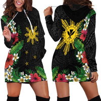 Tropical Hawaii and Philippines Hoodie Dress Kanaka Maoli and Sun Badge Batok Tattoo Colorful LT03 - Polynesian Pride