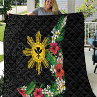 Tropical Hawaii and Philippines Quilt Kanaka Maoli and Sun Badge Batok Tattoo Colorful LT03 Black - Polynesian Pride