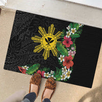 Tropical Hawaii and Philippines Rubber Doormat Kanaka Maoli and Sun Badge Batok Tattoo Colorful LT03 - Polynesian Pride