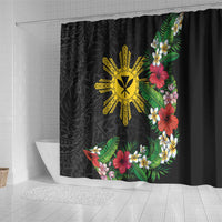 Tropical Hawaii and Philippines Shower Curtain Kanaka Maoli and Sun Badge Batok Tattoo Colorful LT03 - Polynesian Pride
