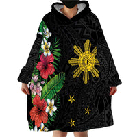 Tropical Hawaii and Philippines Wearable Blanket Hoodie Kanaka Maoli and Sun Badge Batok Tattoo Colorful LT03 - Polynesian Pride
