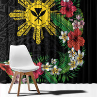 Tropical Hawaii and Philippines Window Curtain Kanaka Maoli and Sun Badge Batok Tattoo Colorful LT03 - Polynesian Pride