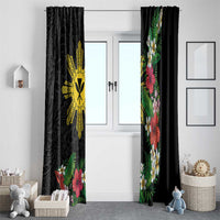 Tropical Hawaii and Philippines Window Curtain Kanaka Maoli and Sun Badge Batok Tattoo Colorful LT03 - Polynesian Pride