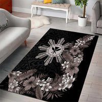 Tropical Hawaii and Philippines Area Rug Kanaka Maoli and Sun Badge Batok Tattoo Grayscale LT03 - Polynesian Pride
