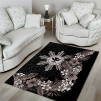 Tropical Hawaii and Philippines Area Rug Kanaka Maoli and Sun Badge Batok Tattoo Grayscale LT03 - Polynesian Pride