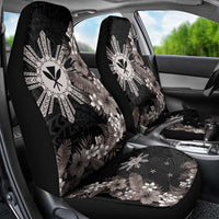 Tropical Hawaii and Philippines Car Seat Cover Kanaka Maoli and Sun Badge Batok Tattoo Grayscale LT03 - Polynesian Pride