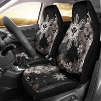 Tropical Hawaii and Philippines Car Seat Cover Kanaka Maoli and Sun Badge Batok Tattoo Grayscale LT03 - Polynesian Pride