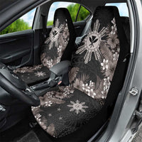 Tropical Hawaii and Philippines Car Seat Cover Kanaka Maoli and Sun Badge Batok Tattoo Grayscale LT03 - Polynesian Pride