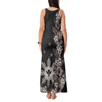 Tropical Hawaii and Philippines Tank Maxi Dress Kanaka Maoli and Sun Badge Batok Tattoo Grayscale LT03 - Polynesian Pride