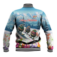New Zealand Merry Christmas Baseball Jacket Kiwi Birds Snow Boarding-Vibrant Tropical Flower LT03 - Polynesian Pride