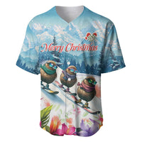 New Zealand Merry Christmas Baseball Jersey Kiwi Birds Snow Boarding-Vibrant Tropical Flower LT03 White - Polynesian Pride