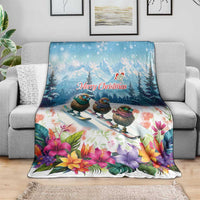 New Zealand Merry Christmas Blanket Kiwi Birds Snow Boarding-Vibrant Tropical Flower LT03 - Polynesian Pride