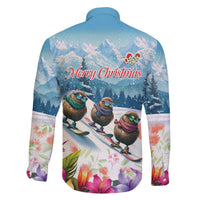 New Zealand Merry Christmas Family Matching Off The Shoulder Long Sleeve Dress and Hawaiian Shirt Kiwi Birds Snow Boarding-Vibrant Tropical Flower LT03 - Polynesian Pride