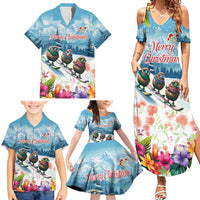 New Zealand Merry Christmas Family Matching Summer Maxi Dress and Hawaiian Shirt Kiwi Birds Snow Boarding-Vibrant Tropical Flower LT03 - Polynesian Pride