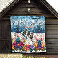 New Zealand Merry Christmas Quilt Kiwi Birds Snow Boarding-Vibrant Tropical Flower LT03 - Polynesian Pride