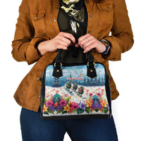 New Zealand Merry Christmas Shoulder Handbag Kiwi Birds Snow Boarding-Vibrant Tropical Flower LT03 - Polynesian Pride