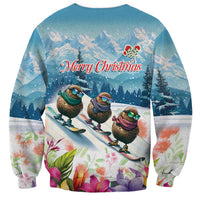 New Zealand Merry Christmas Sweatshirt Kiwi Birds Snow Boarding-Vibrant Tropical Flower LT03 - Polynesian Pride