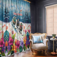 New Zealand Merry Christmas Window Curtain Kiwi Birds Snow Boarding-Vibrant Tropical Flower LT03 - Polynesian Pride