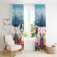 New Zealand Merry Christmas Window Curtain Kiwi Birds Snow Boarding-Vibrant Tropical Flower LT03 - Polynesian Pride