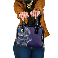 Samoan Siapo Art Tattoo Polynesian Pattern Shoulder Handbag Navy Color - Polynesian Pride