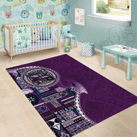 Samoan Siapo Art Tattoo Polynesian Pattern Area Rug Purple Color - Polynesian Pride