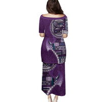 Samoan Siapo Art Tattoo Polynesian Pattern Family Matching Puletasi and Hawaiian Shirt Purple Color LT03 - Polynesian Pride