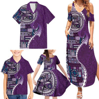 Samoan Siapo Art Tattoo Polynesian Pattern Family Matching Summer Maxi Dress and Hawaiian Shirt Purple Color LT03 - Polynesian Pride