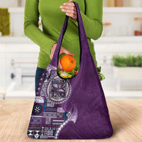 Samoan Siapo Art Tattoo Polynesian Pattern Grocery Bag Purple Color - Polynesian Pride