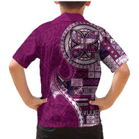 Samoan Siapo Art Tattoo Polynesian Pattern Family Matching Mermaid Dress and Hawaiian Shirt Pink Color LT03 - Polynesian Pride