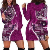 Samoan Siapo Art Tattoo Polynesian Pattern Hoodie Dress Pink Color - Polynesian Pride