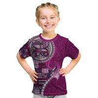 Samoan Siapo Art Tattoo Polynesian Pattern Kid T Shirt Pink Color - Polynesian Pride