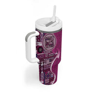 Samoan Siapo Art Tattoo Polynesian Pattern Tumbler With Handle Pink Color - Polynesian Pride