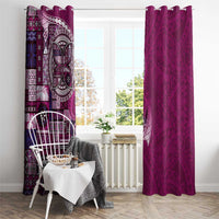 Samoan Siapo Art Tattoo Polynesian Pattern Window Curtain Pink Color - Polynesian Pride