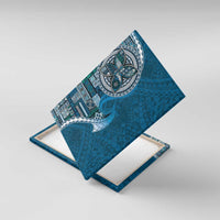 Samoan Siapo Art Tattoo Polynesian Pattern Canvas Wall Art Teal Color - Polynesian Pride