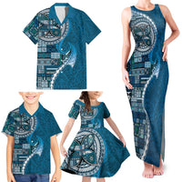 Samoan Siapo Art Tattoo Polynesian Pattern Family Matching Tank Maxi Dress and Hawaiian Shirt Teal Color LT03 - Polynesian Pride