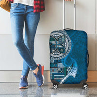 Samoan Siapo Art Tattoo Polynesian Pattern Luggage Cover Teal Color - Polynesian Pride